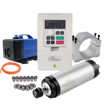 Wassergekühltes CNC HF-Spindel-Set 2,2kW Ø65mm ER11 mit Frequenzumrichter und Kühlwasserpumpe