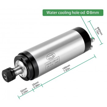 Wassergekühltes CNC HF-Spindel-Set 2,2kW Ø65mm ER11 mit Frequenzumrichter und Kühlwasserpumpe