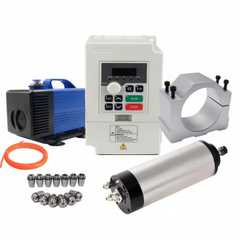 CNC HF-Spindel-Set 1,5kW 110V/220V mit Frequenzumrichter Ø80mm Spindelhalter und 80W Kühlwasserpumpe
