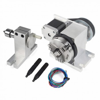 K11-65 CNC Drehachse als 4. Achse mit 65mm Dreibackenfutter Schrittmotor und Reitstock für CNC Fräsmaschinen