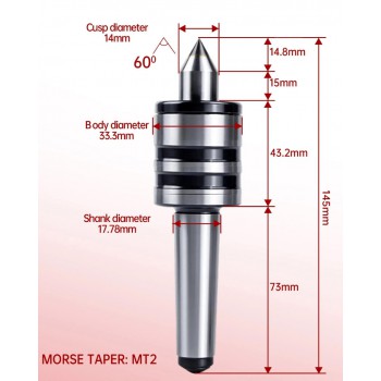 Mitlaufende Körnerspitze in mittelschwerer Ausführung MK2/MK3/MK4/MK5 für Drehmaschinen