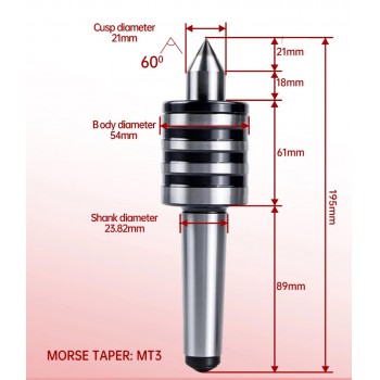 Mitlaufende Körnerspitze in mittelschwerer Ausführung MK2/MK3/MK4/MK5 für Drehmaschinen