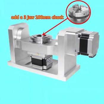 CNC A+C Drehachse für die 4. und 5. Achse mit 10:1 Harmonic Drive Getriebe 100mm Spannfutter und NEMA34 Schrittmotor