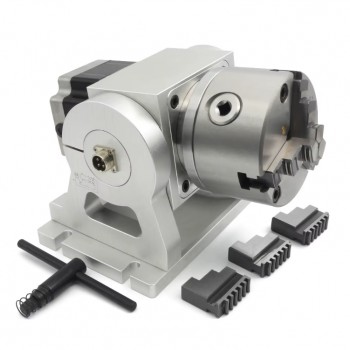 CNC Drehachse als 4. Achse mit 10:1 Untersetzung 100mm Dreibackenfutter und NEMA34 Schrittmotor