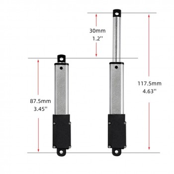 12V Mini Linearantrieb 64–188N mit 10/20/30/50/100/150/200mm Hub