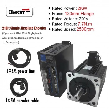 EtherCAT AC Servomotor Set 1–3,8kW mit Servoregler 2500U/min und 21 Bit Magnetencoder für CNC