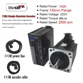 EtherCAT AC Servomotor Set 1–3,8kW mit Servoregler 2500U/min und 21 Bit Magnetencoder für CNC