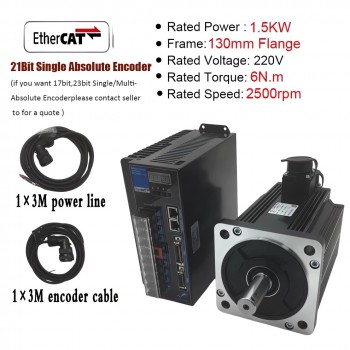 EtherCAT AC Servomotor Set 1–3,8kW mit Servoregler 2500U/min und 21 Bit Magnetencoder für CNC