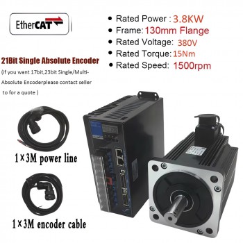 EtherCAT AC Servomotor Set 1–3,8kW mit Servoregler 2500U/min und 21 Bit Magnetencoder für CNC