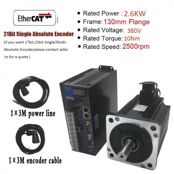 EtherCAT AC Servomotor Set 1–3,8kW mit Servoregler 2500U/min und 21 Bit Magnetencoder für CNC