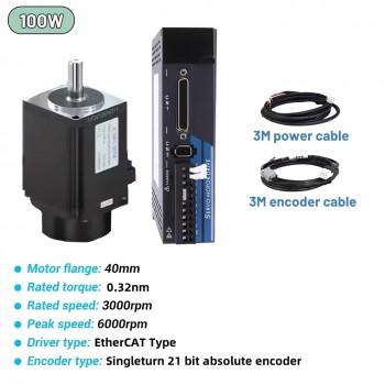 EtherCAT AC Servomotor Set 100W–1kW mit Servoregler 0,318–3,18Nm und 21 Bit Magnetencoder für CNC