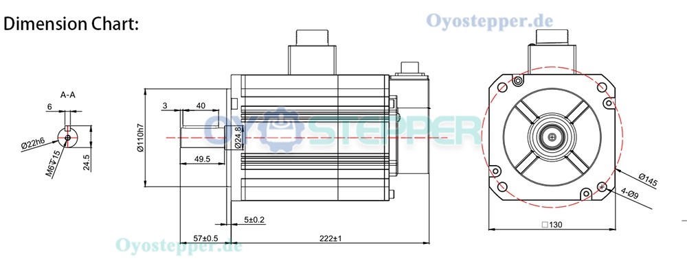 1500W AC-Servomotor mit Bremse + Servotreiber-Kit, 9,55 Nm, 1500 U/min, 6,2A, mit 17-Bit Magnet-Encoder