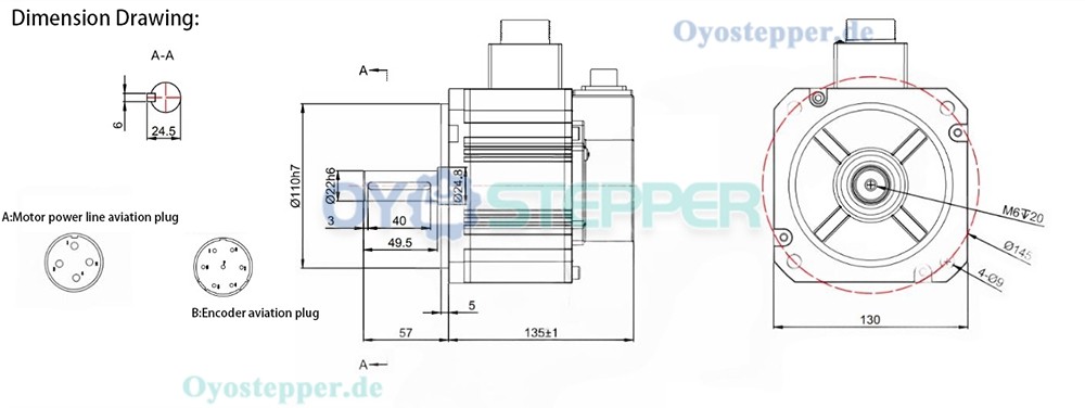 1500W AC-Servomotor + Servotreiber-Set, 4,78 Nm, 3000 U/min, 5,6A, mit 17-Bit Absolut-Magnet-Encoder