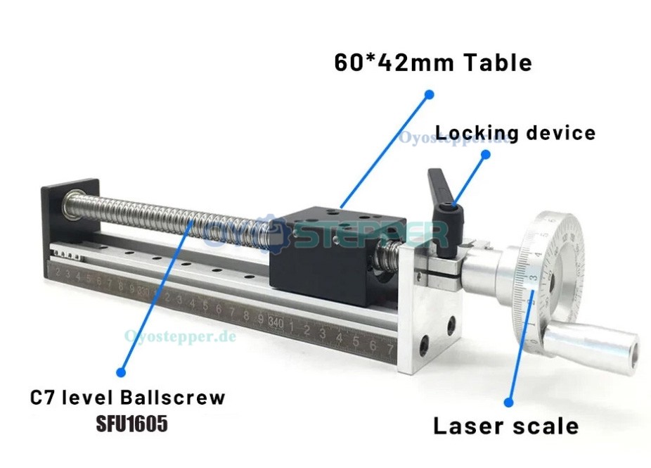 DXG6042 Mini-Linearf&uuml;hrungs-Schlitten mit Kugelgewindetrieb und Handrad