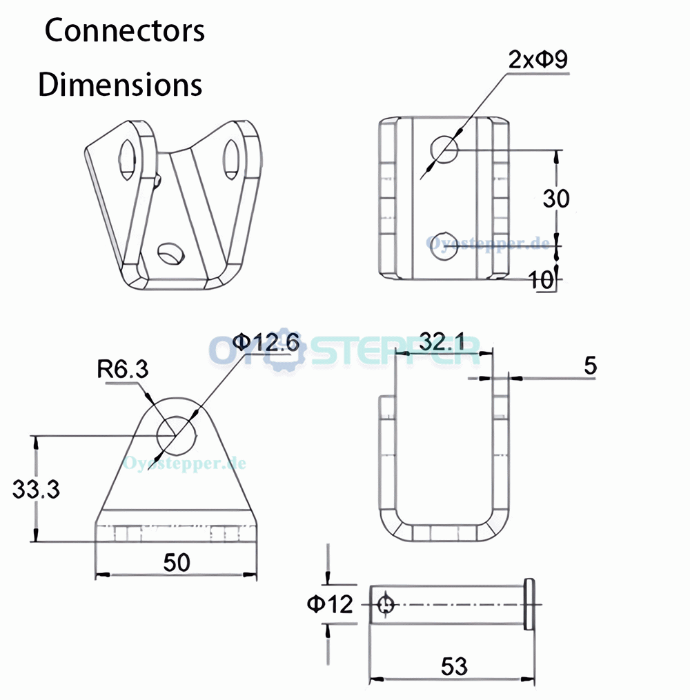 Elektrischer Schwerlast Linearantrieb 12/24VDC IP65 1000&ndash;10000N mit 50&ndash;500mm Hub