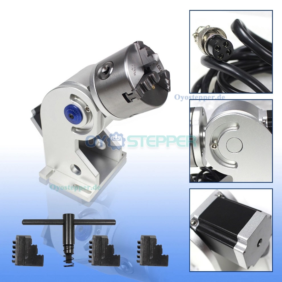 D80 CNC Drehachse mit 80mm Dreibackenfutter und Schrittmotor für Faserlaserbeschriftung Laserschweißen und CO2 Lasergravur D80 CNC Drehachse mit 80mm Dreibackenfutter und Schrittmotor für Faserlaserbeschriftung Laserschweißen und CO2 Lasergravur