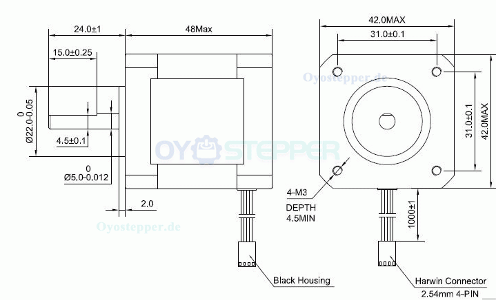 5 Stück Nema 17 Schrittmotor Bipolar 1,8 Grad 59Ncm 2A 4 Drähte Bipolarer Schrittmotor für DIY 3D-Druckermotor CNC Roboter