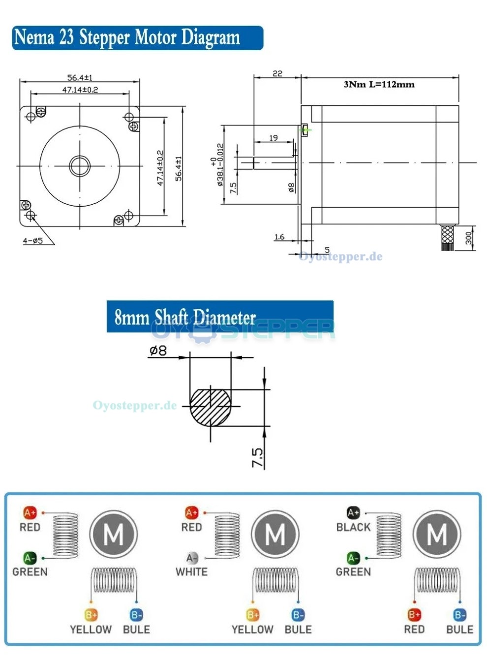 3-Achsen-Kit Nema 23 1,8° 3Nm 2 Phasen Schrittmotor, Treiber & Netzteil CNC-Kit 3-Achsen-Kit Nema 23 1,8° 3Nm 2 Phasen Schrittmotor, Treiber & Netzteil CNC-Kit