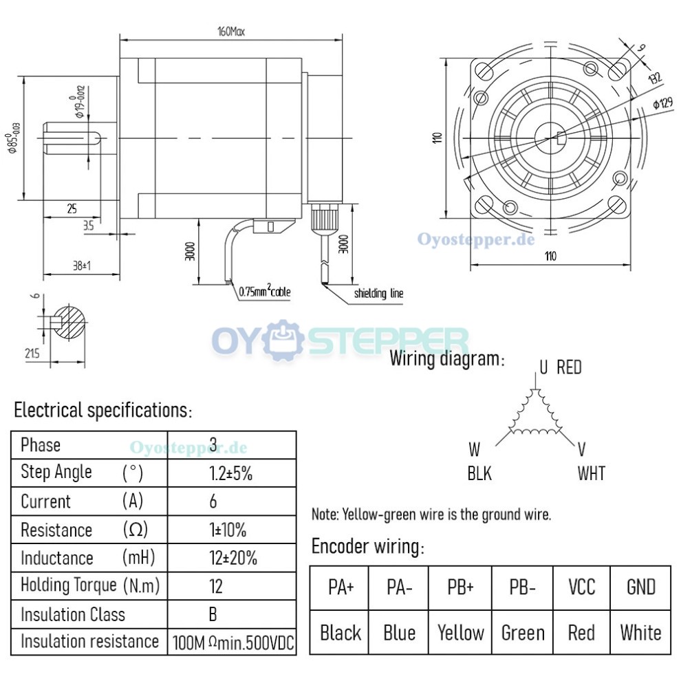 NEMA 42 Closed-Loop Schrittmotor 3-Phasen 19-mm Welle Hybrid-Servotreiber CNC Kit NEMA 42 Closed-Loop Schrittmotor 3-Phasen 19-mm Welle Hybrid-Servotreiber CNC Kit