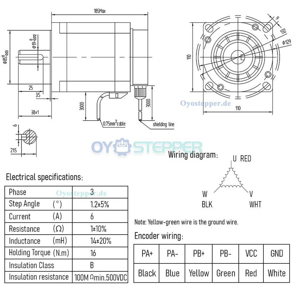 NEMA 42 Closed-Loop Schrittmotor 3-Phasen 19-mm Welle Hybrid-Servotreiber CNC Kit NEMA 42 Closed-Loop Schrittmotor 3-Phasen 19-mm Welle Hybrid-Servotreiber CNC Kit