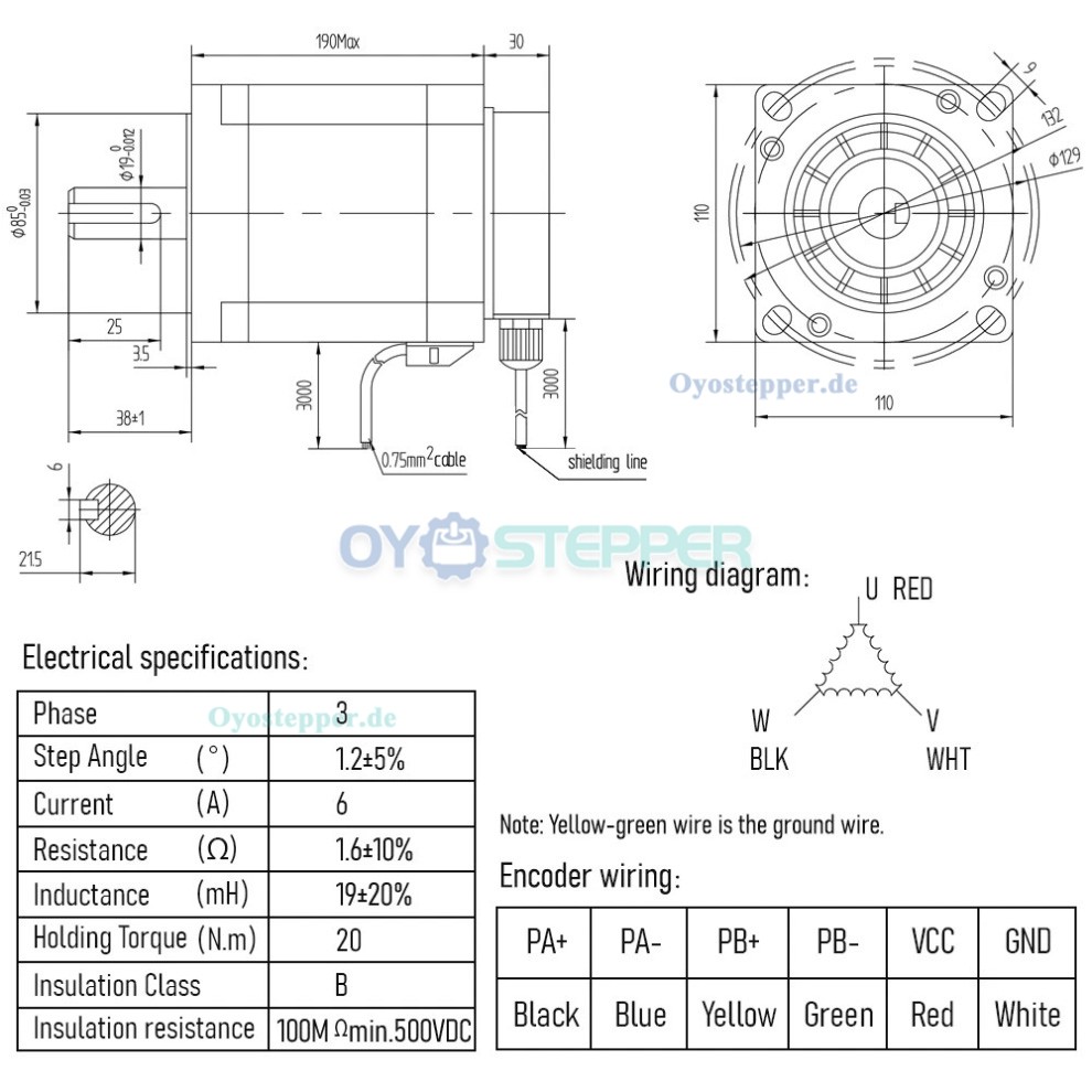 NEMA 42 Closed-Loop Schrittmotor 3-Phasen 19-mm Welle Hybrid-Servotreiber CNC Kit NEMA 42 Closed-Loop Schrittmotor 3-Phasen 19-mm Welle Hybrid-Servotreiber CNC Kit