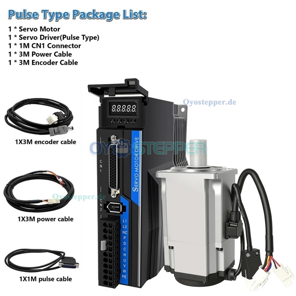 AC Servomotor Set mit Servoregler 400W/750W/1kW 1,27/2,39/3,18Nm 3000U/min 21 Bit Encoder Impuls Ethernet oder CANopen