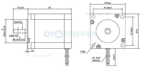 Nema 23 Bipolar Schrittmotor 1,8 Grad 1,26 Nm 2,8A 2,5V 4 Drähte 23hs22-2804s Hybrid-Schrittmotor