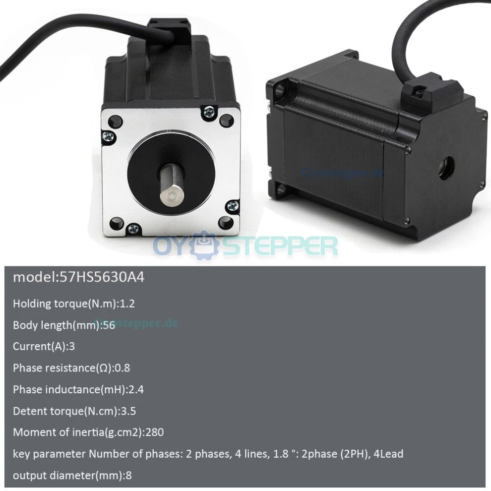 Nema 23 Schrittmotor 1,8&deg;1,2 Nm 4 Dr&auml;hte 3 A 2 Phasen f&uuml;r 3D-Drucker und CNC-Fr&auml;sen