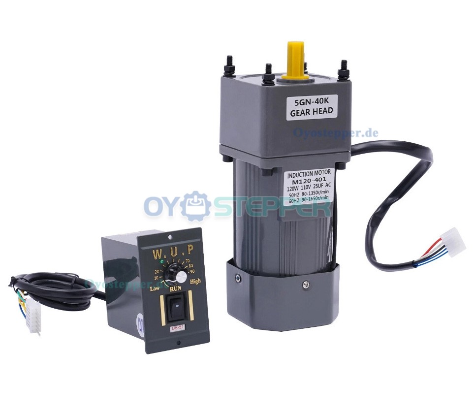 Einphasen AC Induktionsgetriebemotor 120W Übersetzung 40:1 21Nm mit Drehzahlregler Einphasen AC Induktionsgetriebemotor 120W Übersetzung 40:1 21Nm mit Drehzahlregler