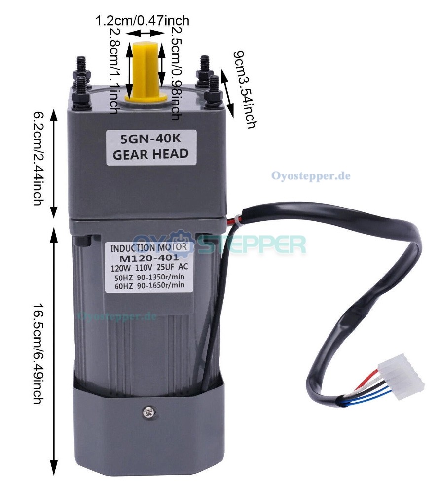 Einphasen AC Induktionsgetriebemotor 120W Übersetzung 40:1 21Nm mit Drehzahlregler Einphasen AC Induktionsgetriebemotor 120W Übersetzung 40:1 21Nm mit Drehzahlregler
