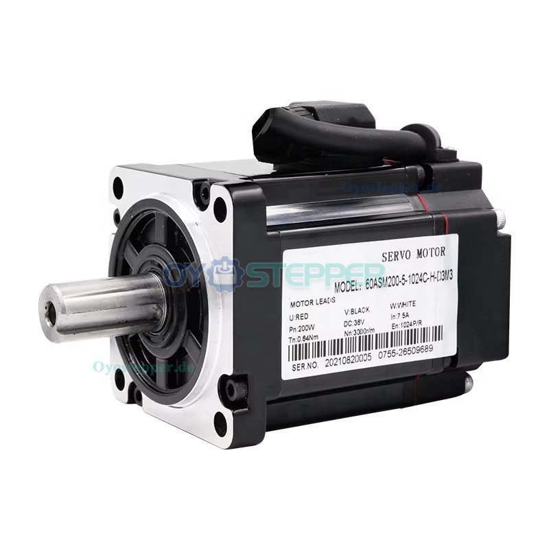 DC-Servomotor, 0,64 Nm, 36V, 200W, 7,5A, 3000 U/min, mit 1024 Linien Magnet-Encoder, 60 × 60 mm