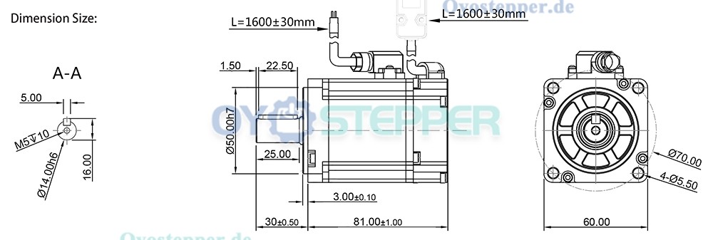 DC-Servomotor & Treiber-Kit, 200W, 0,64 Nm, 7,5A, 3000 U/min, mit 1024 Linien Magnet-Encoder