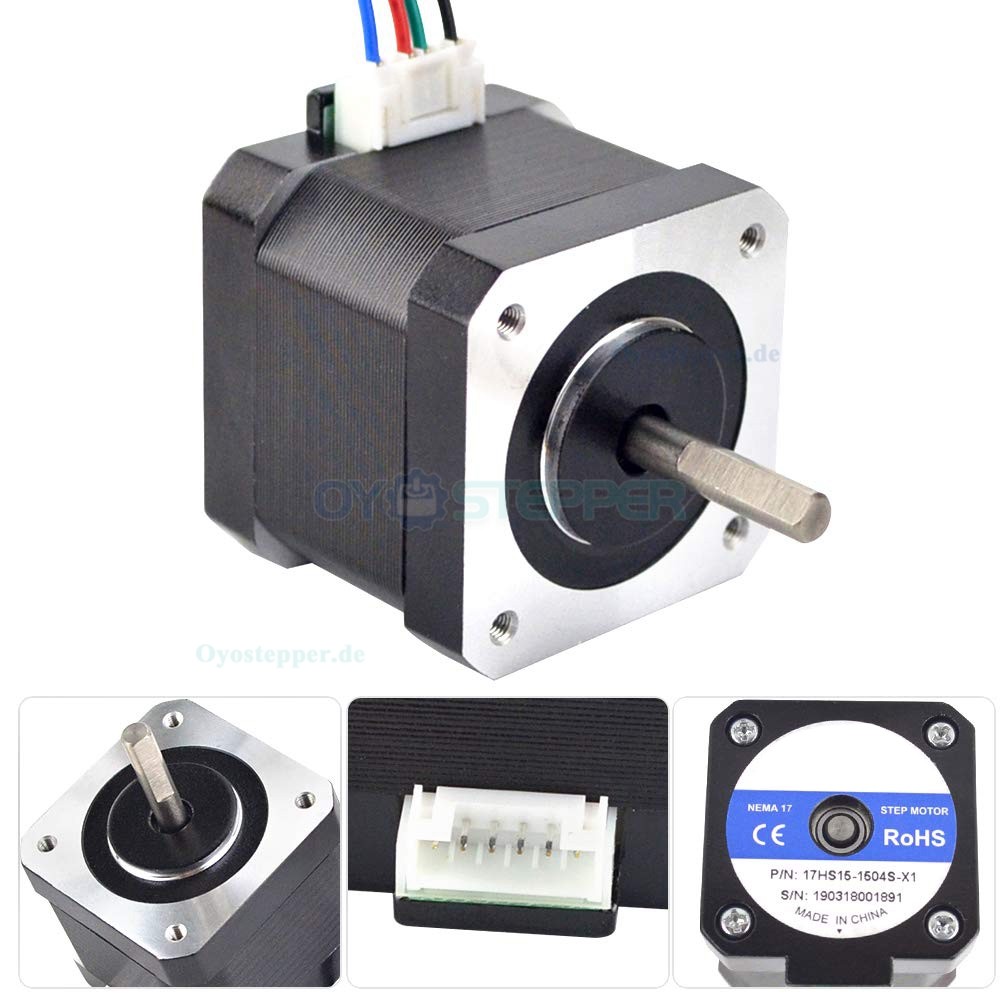 Nema 17 Schrittmotor 45Ncm 1.5A 1.8 Grad 12V 4 Draden mit 1m Kabel und Stecker für DIY-CNC/3D-Drucker/Extruder