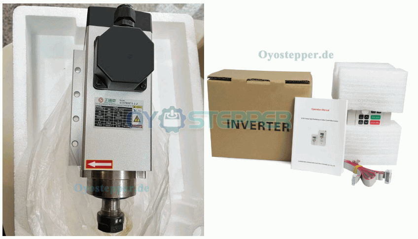 Luftgekühltes CNC HF-Spindel-Set 2,2kW ER20 220V/380V 24000U/min mit Frequenzumrichter Luftgekühltes CNC HF-Spindel-Set 2,2kW ER20 220V/380V 24000U/min mit Frequenzumrichter