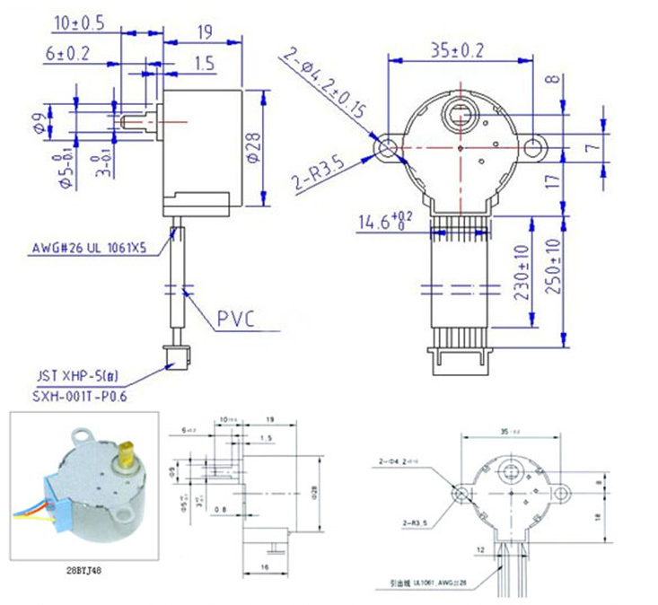 28BYJ-48 12V Schrittgetriebe Schrittmotor DC 4 Phasen Schrittmotor DIY Kit für Arduino