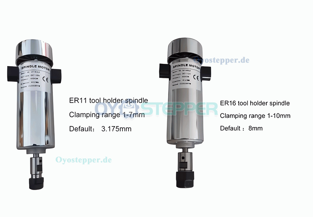 Luftgek&uuml;hltes CNC Spindelmotor Set 800W 0,79Nm &Oslash;52mm mit Netzteil und 13 ER11 bzw. 10 ER16 Spannzangen