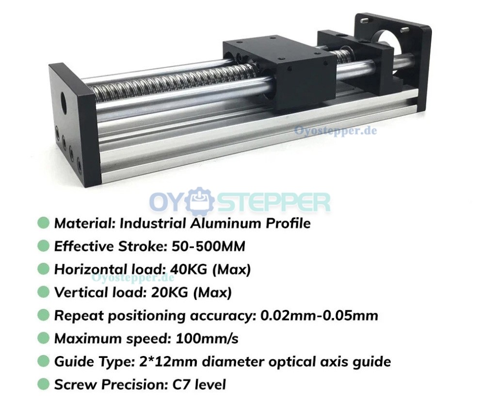 Motorisierte Linearschlitten mit Kugelgewindetrieb, CNC-Schlittenbausatz mit Nema23 Motor, Treiber und Netzteil Motorisierte Linearschlitten mit Kugelgewindetrieb, CNC-Schlittenbausatz mit Nema23 Motor, Treiber und Netzteil