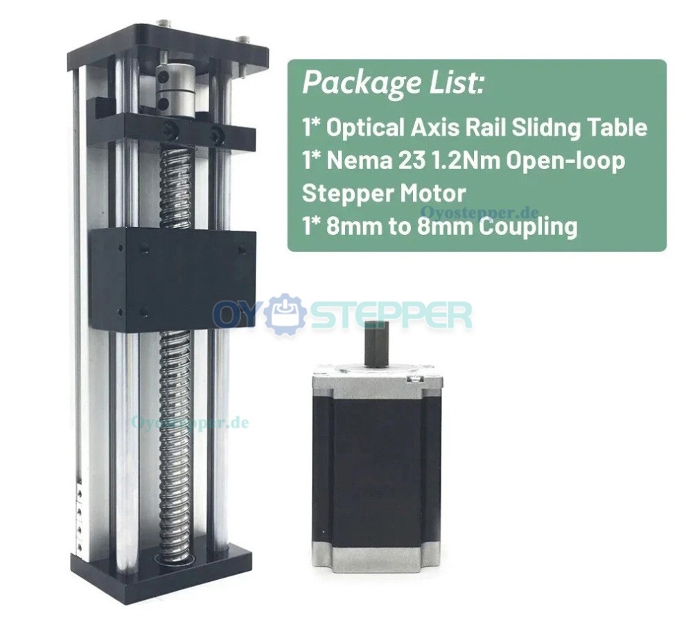 Motorisierte Linearschlitten mit Kugelgewindetrieb, CNC-Schlittenbausatz mit Nema23 Motor, Treiber und Netzteil Motorisierte Linearschlitten mit Kugelgewindetrieb, CNC-Schlittenbausatz mit Nema23 Motor, Treiber und Netzteil