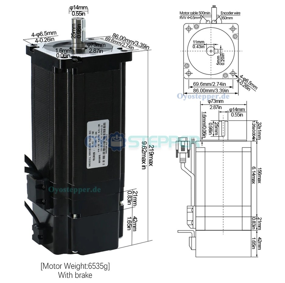 HLTNC Nema 34 Closed Loop Schrittmotor 12 Nm mit Bremse + Hybrid-Servotreiber-Kit für CNC Router