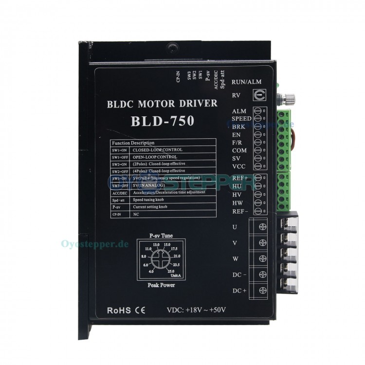 BLD-750 Treiber für bürstenlosen Gleichstrommotor 18~50V für Drehstrom 24V/48V 600W/750W Bürstenlose DC-Motor