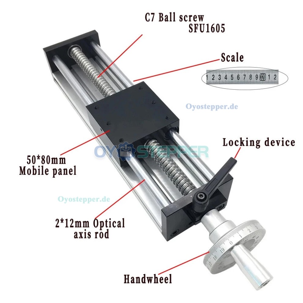 GGP5080 Manueller Linearf&uuml;hrungs-Schlitten mit Kugelgewindetrieb und Handrad