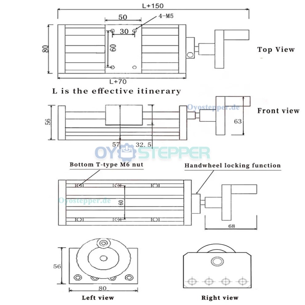 GGP5080 Manueller Linearf&uuml;hrungs-Schlitten mit Kugelgewindetrieb und Handrad