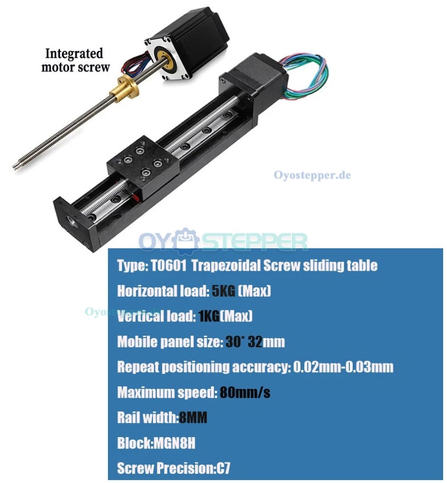 CNC-Lineartisch, Linearf&uuml;hrungsschiene, Mini-Motorisierter Lineartisch, Hub 5 bis 300 mm mit NEMA 11 Motor kit