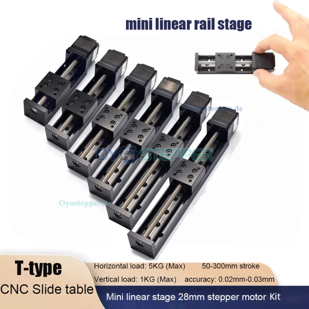 CNC-Lineartisch, Linearf&uuml;hrungsschiene, Mini-Motorisierter Lineartisch, Hub 5 bis 300 mm mit NEMA 11 Motor kit