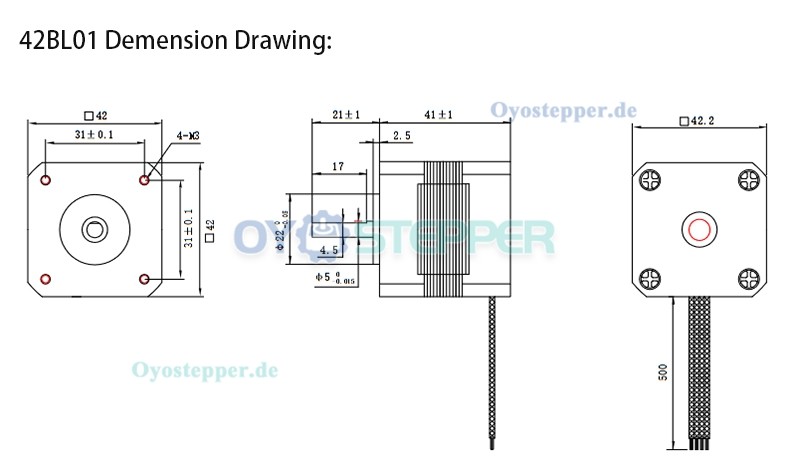 OUKEDA 3-Phasen Bürstenlose DC-Motor 24VDC, 6,3 / 12,5 / 18,8 Ncm, 4000 U/min Bürstenloser Gleichstrommotor