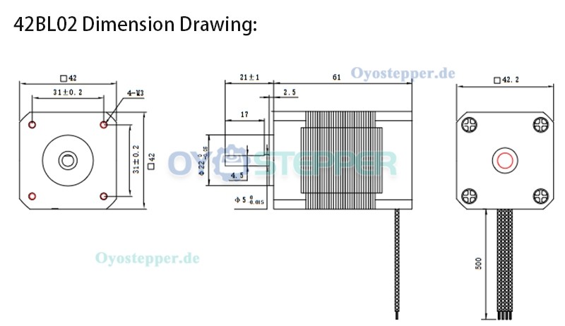 OUKEDA 3-Phasen Bürstenlose DC-Motor 24VDC, 6,3 / 12,5 / 18,8 Ncm, 4000 U/min Bürstenloser Gleichstrommotor
