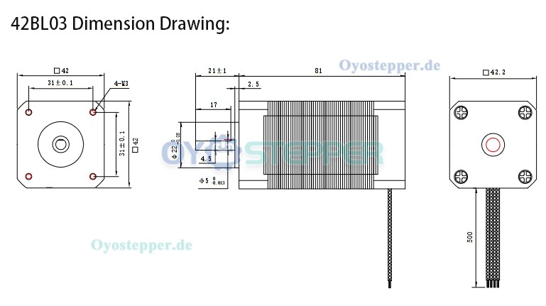OUKEDA 3-Phasen Bürstenlose DC-Motor 24VDC, 6,3 / 12,5 / 18,8 Ncm, 4000 U/min Bürstenloser Gleichstrommotor