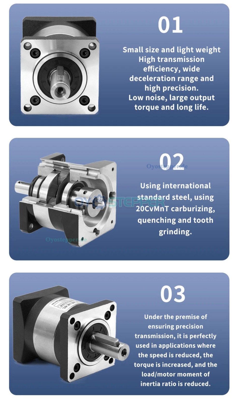 DLF-Serie Planetengetriebe f&uuml;r NEMA 23-Schrittmotoren, 1/4'-Eingang (6,35mm/8mm)