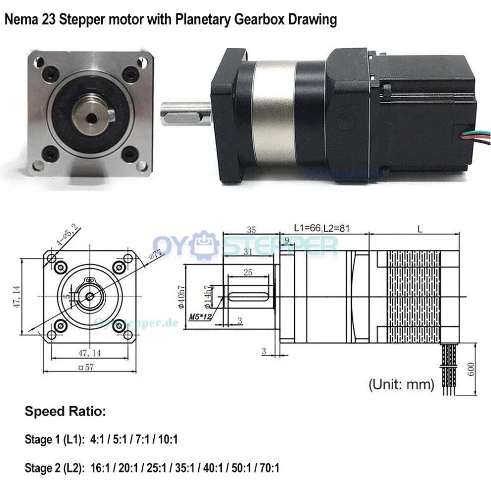 DLF-Serie Planetengetriebe mit Integrierter NEMA 23-Schrittmotor-Kit (1,8&deg;/1,2nm)