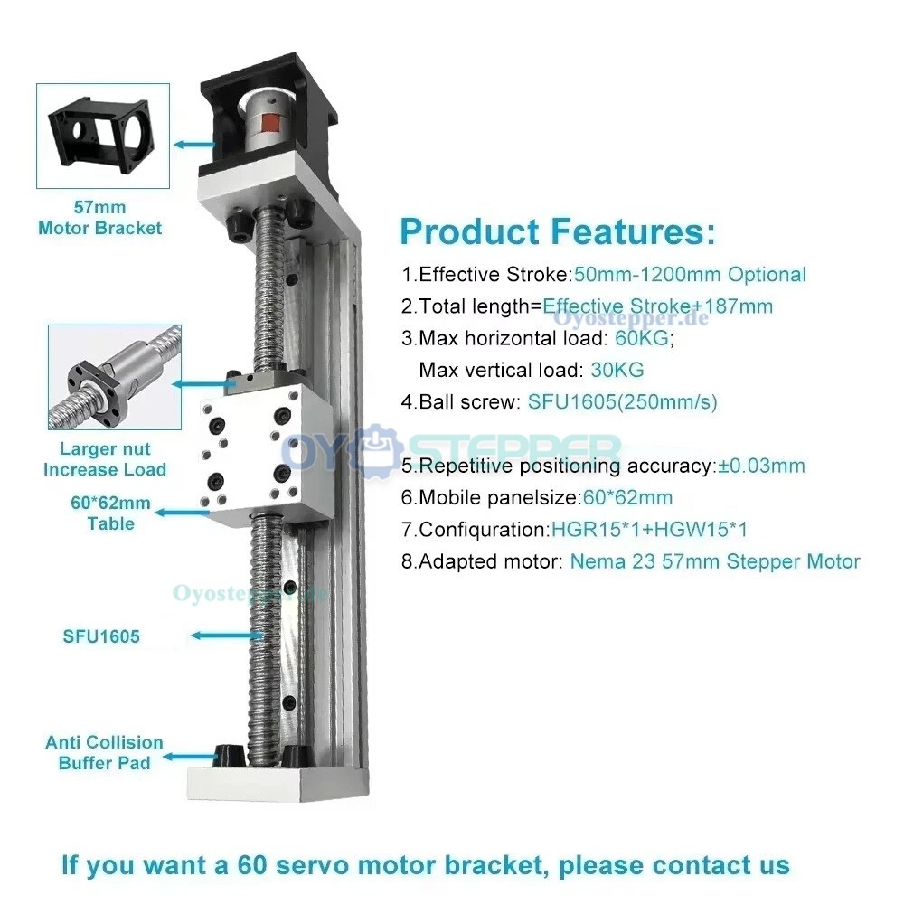 Mini Kugelgewindetrieb Linearmodul mit 1,2/2/3 Nm NEMA 23 Schrittmotor und Treibersatz DM556